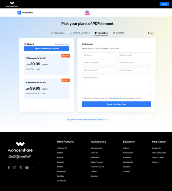 Up to 63% off for PDFelement - education _ Wondershare