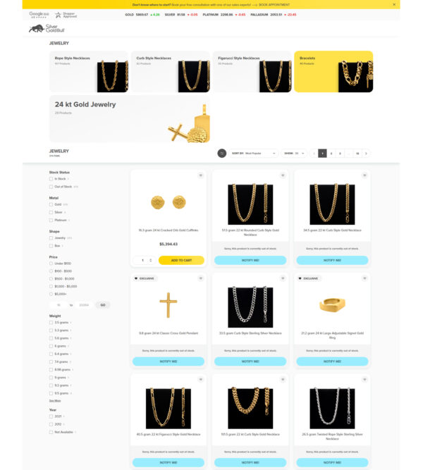 Bullion jewelry collectables _ Silver Gold Bull