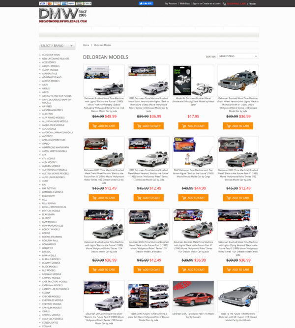 Delorean model cars _ Die Cast Models Whole Sale