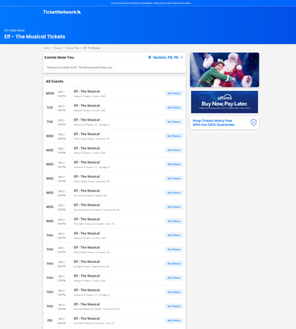 Elf The Musical Tickets