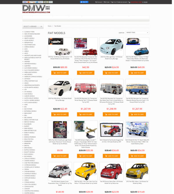 Fiat model cars _ Die Cast Models Whole Sale