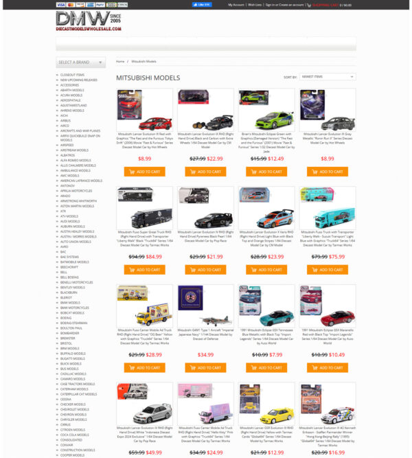 Mitsubishi model cars _ Die Cast Models Whole Sale