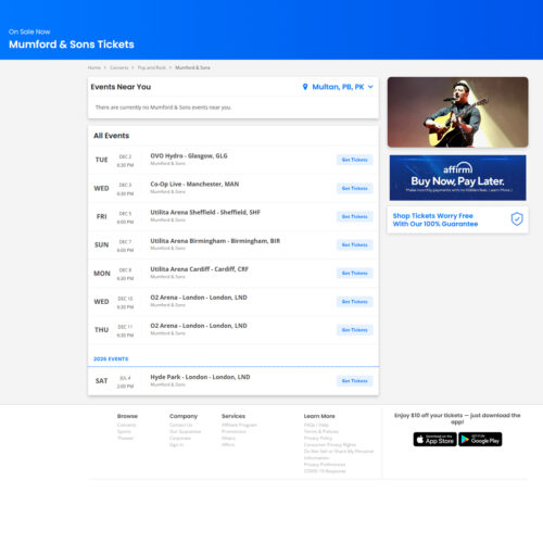 Mumford and Sons Tickets