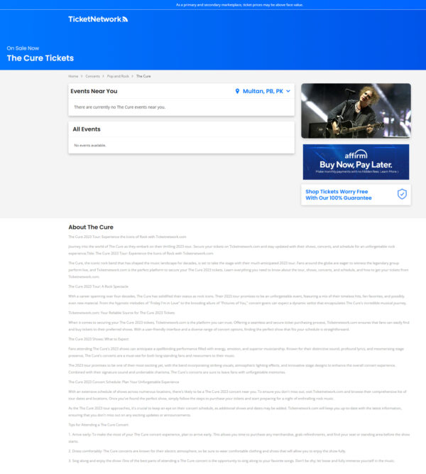 The Cure Tickets The Cure Tickets