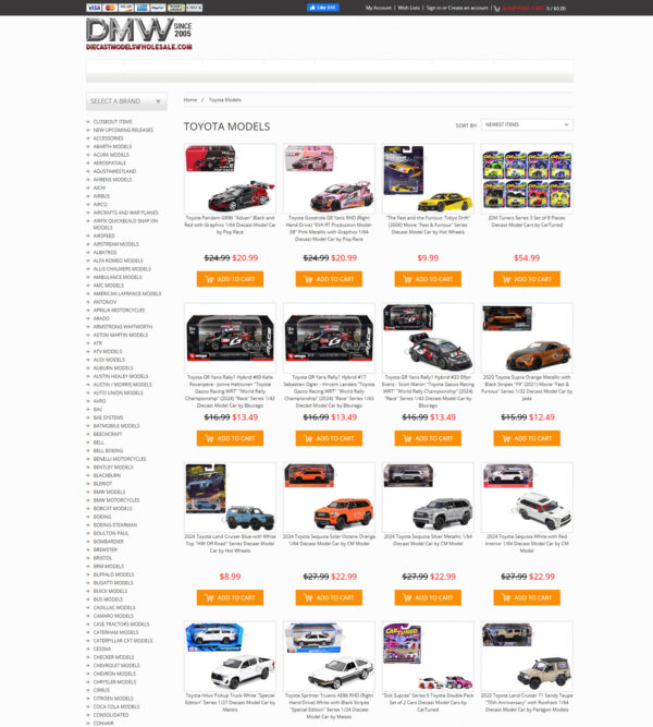 Toyota model cars _ Die Cast Models Whole Sale
