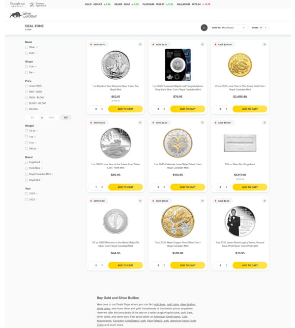unbelievable savings in our deal zone _ Silver Gold Bull