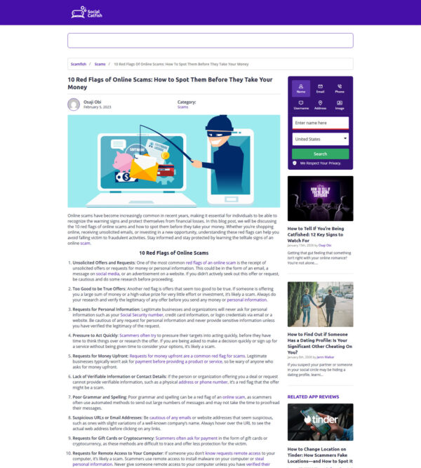 10 red flags of online scams _ Social Catfish