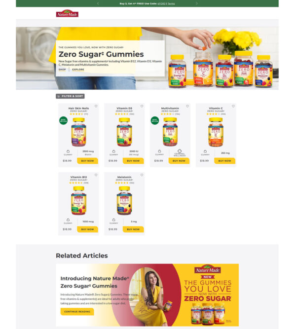 25% off on zero sugar gummies _ Nature Made