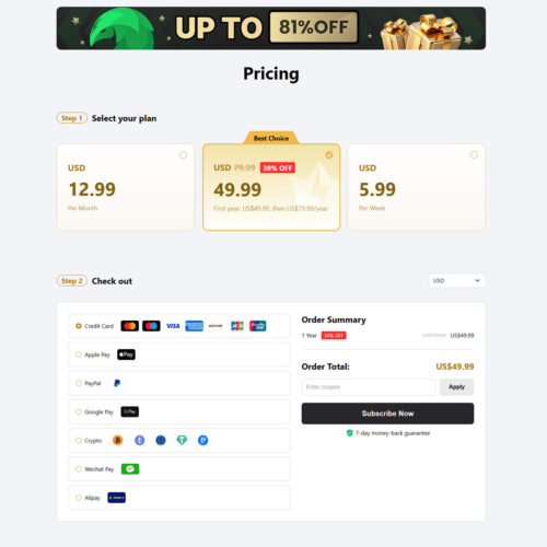38% off – pricing page _ SafeShell VPN