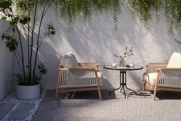 Moss Wood Grain Aluminum Outdoor Sofa / Armchair Patio Set by Acanva