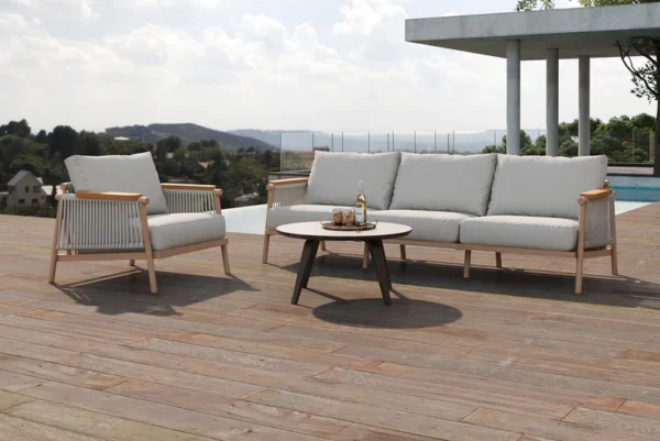 Moss Wood Grain Aluminum Outdoor Sofa / Armchair Patio Set by Acanva