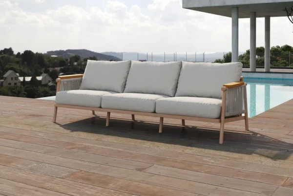 Moss Wood Grain Aluminum Outdoor Sofa / Armchair Patio Set by Acanva