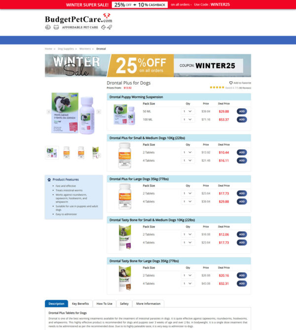 Drontal Plus for dogs _ Budget Vet Care