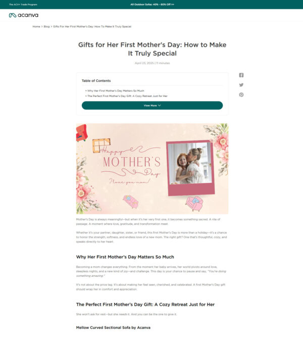 Mother’s Day gifts of cozy sofas _ Acanva