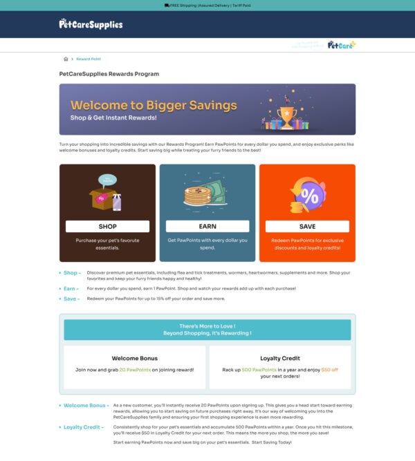 Pet Care supplies reward program _ Pet Care Supplies