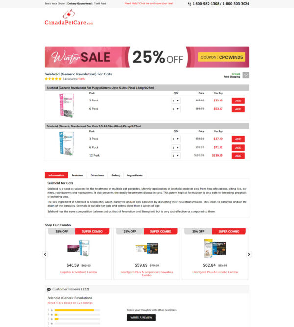 Selehold generic Revolution for cats _ Canada Pet Care