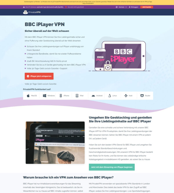 VPN BBC iPlayer DE _ PrivateVPN