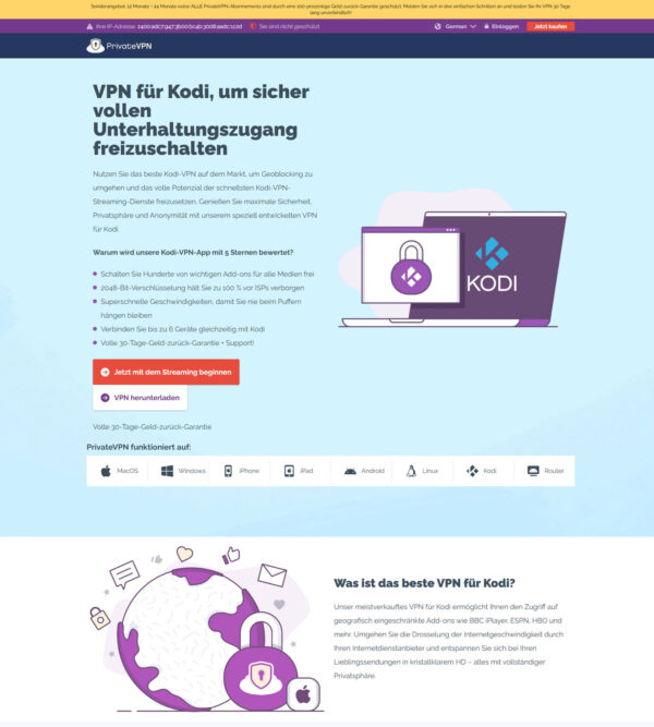 VPN kodi DE _ PrivateVPN