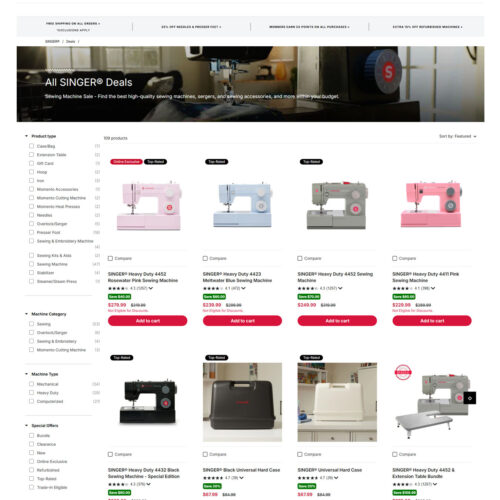 all Singer deals _ Singer