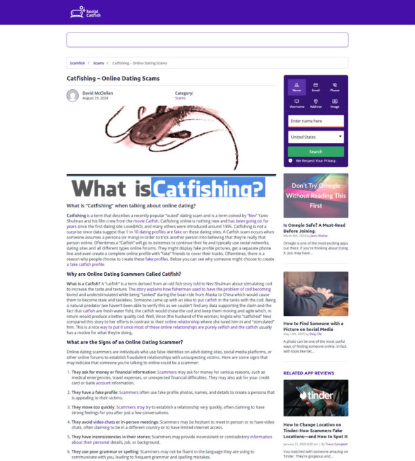 dating scam _ Social Catfish