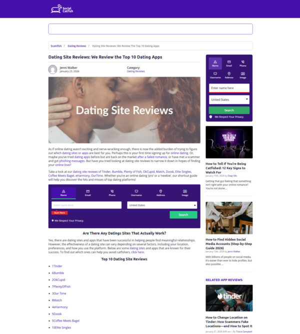 dating site reviews _ Social Catfish