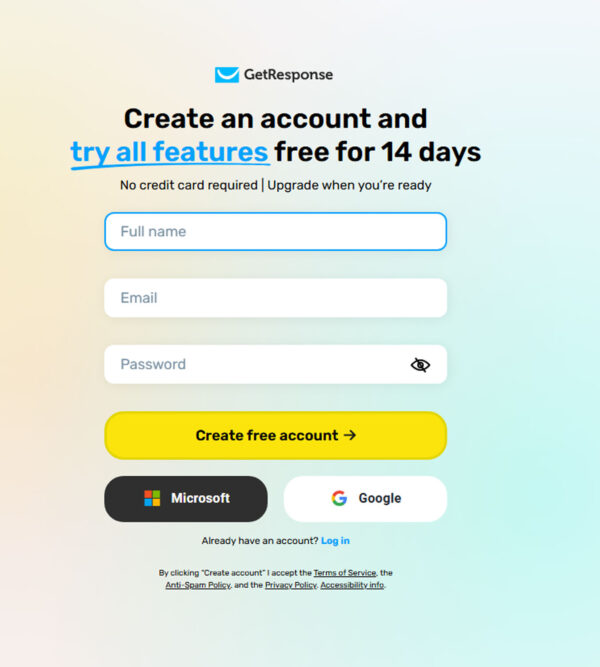 free trial account _ GetResponse Inc.