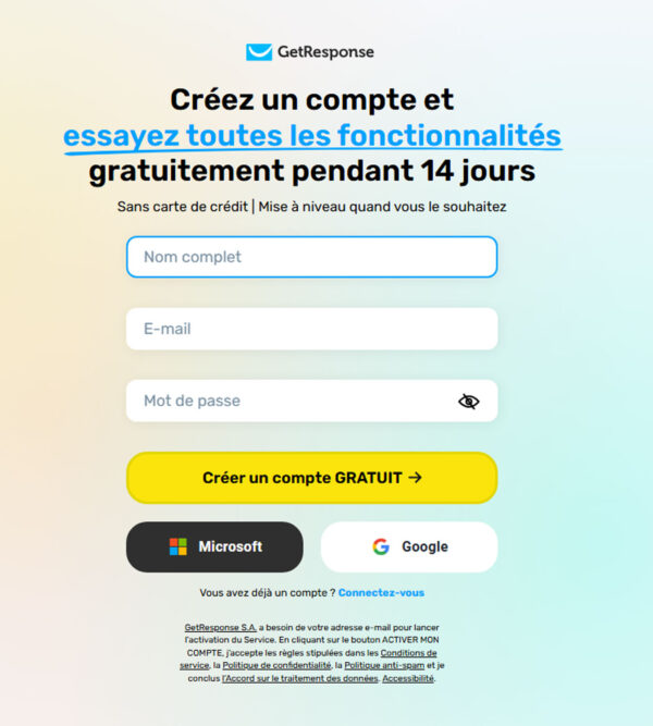 free trial – French version _ GetResponse Inc.