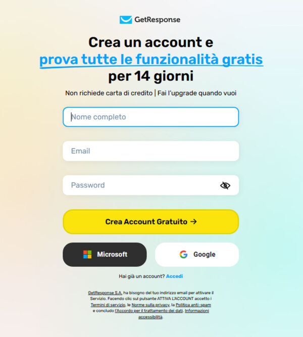 free trial – Italian version _ GetResponse Inc.