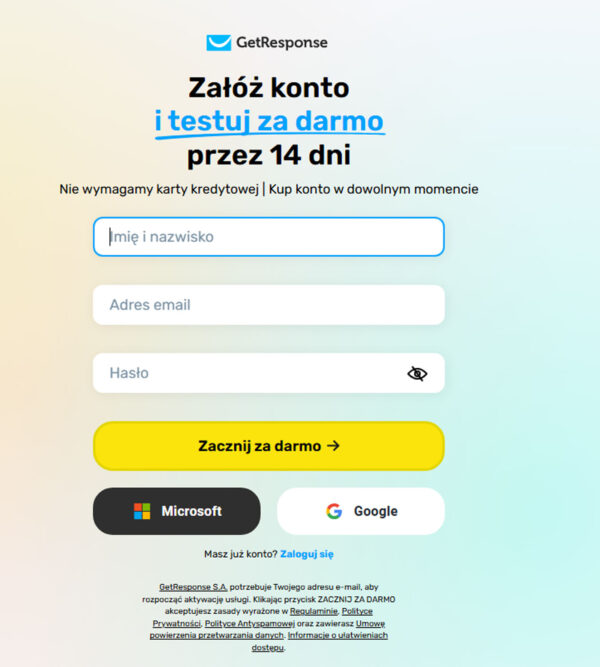 free trial – Polish version _ GetResponse Inc.
