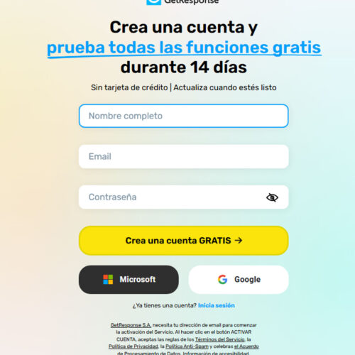free trial – Spanish version _ GetResponse Inc.