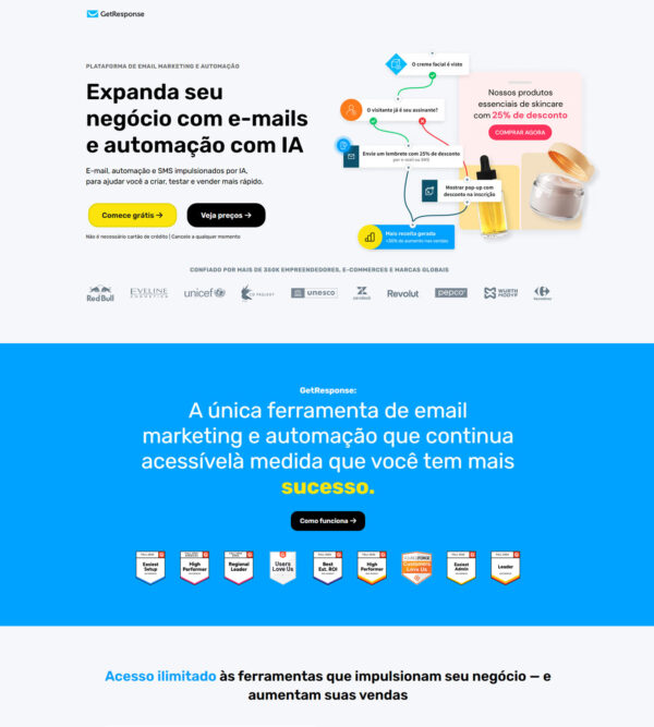 home page – Brazil version _ GetResponse Inc.