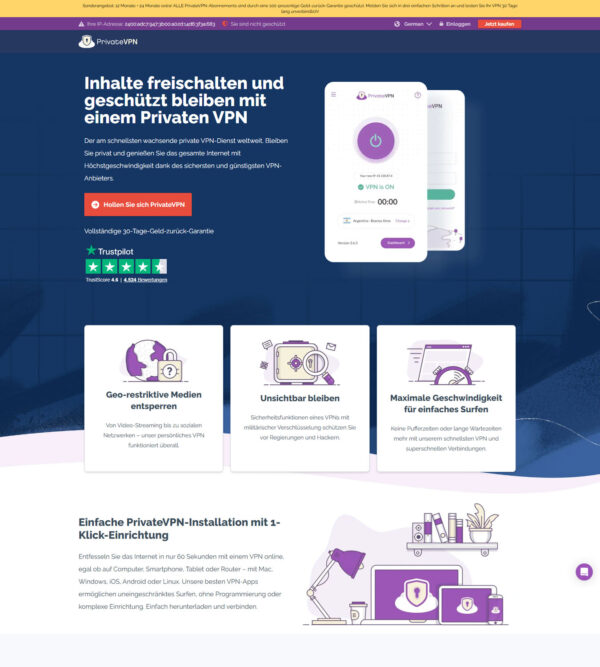 homepage DE _ PrivateVPN