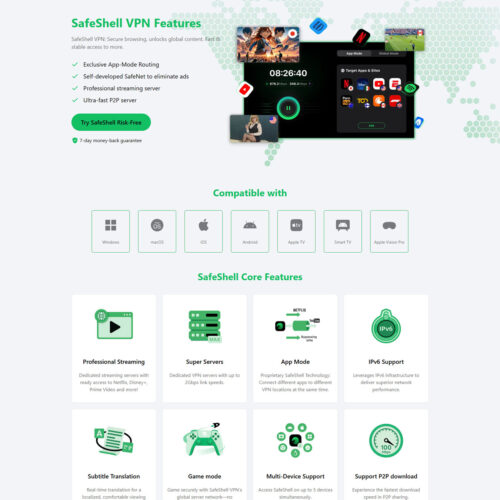 homepage of SafeShell VPN homepage of SafeShell VPN