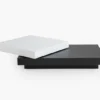 Inkstone 2-Tier Swivel Coffee Table – White Top & Black Oak Base-rotating coffee table _ Acanva