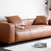 Pomona 3-Seater Brown Leather Sofa _ Acanva