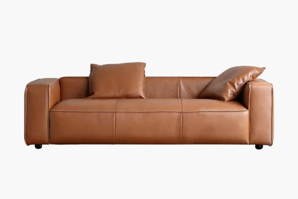 Pomona 3-Seater Brown Leather Sofa _ Acanva