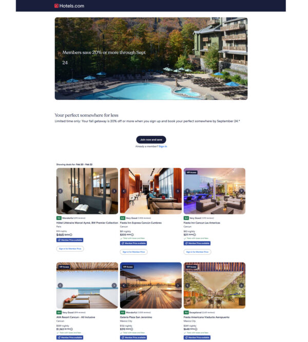 20% discount for members for summer end _ Hotels.com