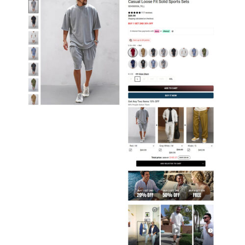 casual loose fit solid sports sets _ Coofandy