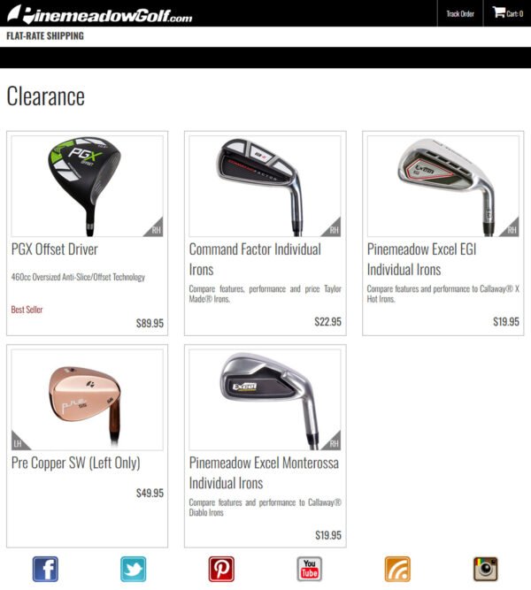 closeout specials _ Pine Meadow Golf