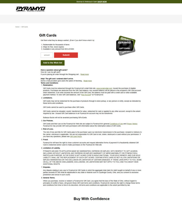 gift cards _ Pyramyd Air
