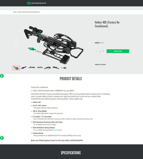 hellion 400 factory reconditioned _ Center Point Archery