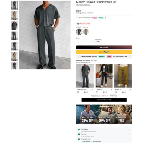 modern relaxed fit shirt pants set _ Coofandy