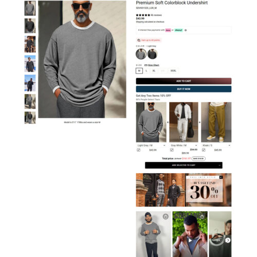 premium soft colorblock undershirt _ Coofandy