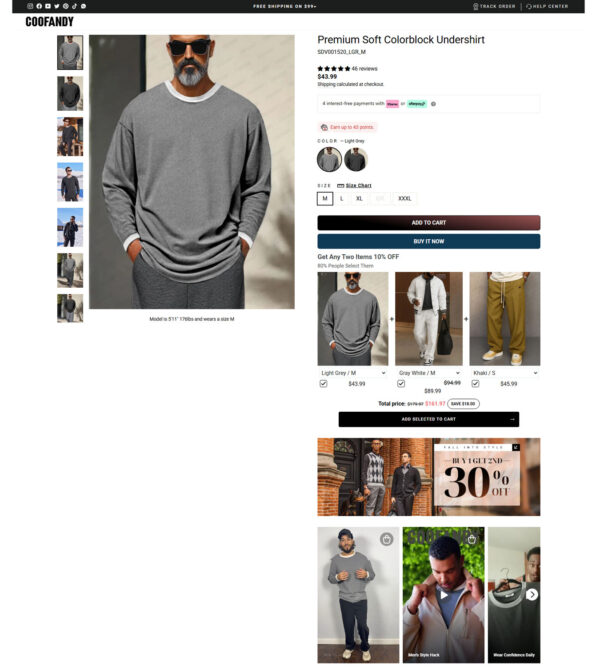 premium soft colorblock undershirt _ Coofandy