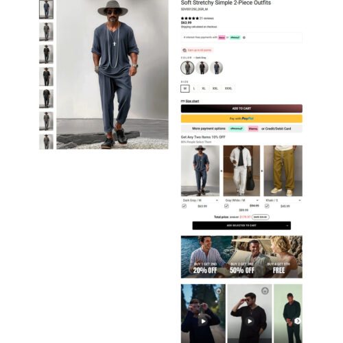 soft stretchy simple 2-piece outfits _ Coofandy soft stretchy simple 2-piece outfits _ Coofandy