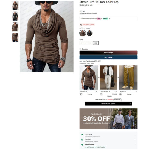 stretch slim fit drape collar top _ Coofandy stretch slim fit drape collar top _ Coofandy