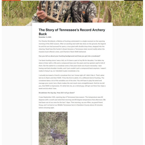 the story of Tennessee’s record archery buck _ Ravin Crossbows