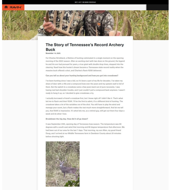 the story of Tennessee’s record archery buck _ Ravin Crossbows
