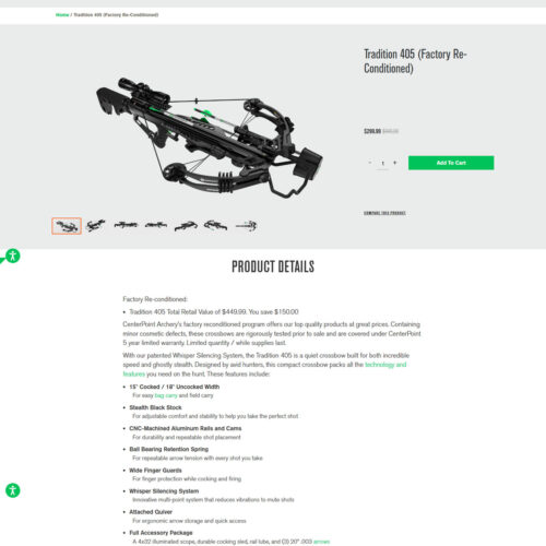 tradition 405 factory reconditioned _ Center Point Archery
