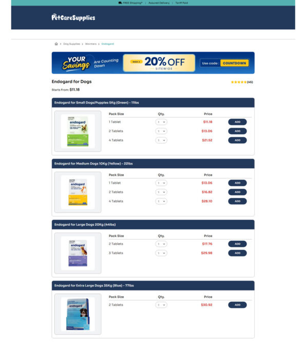 25% off site wide, endogard for dogs_Pet Care Supplies